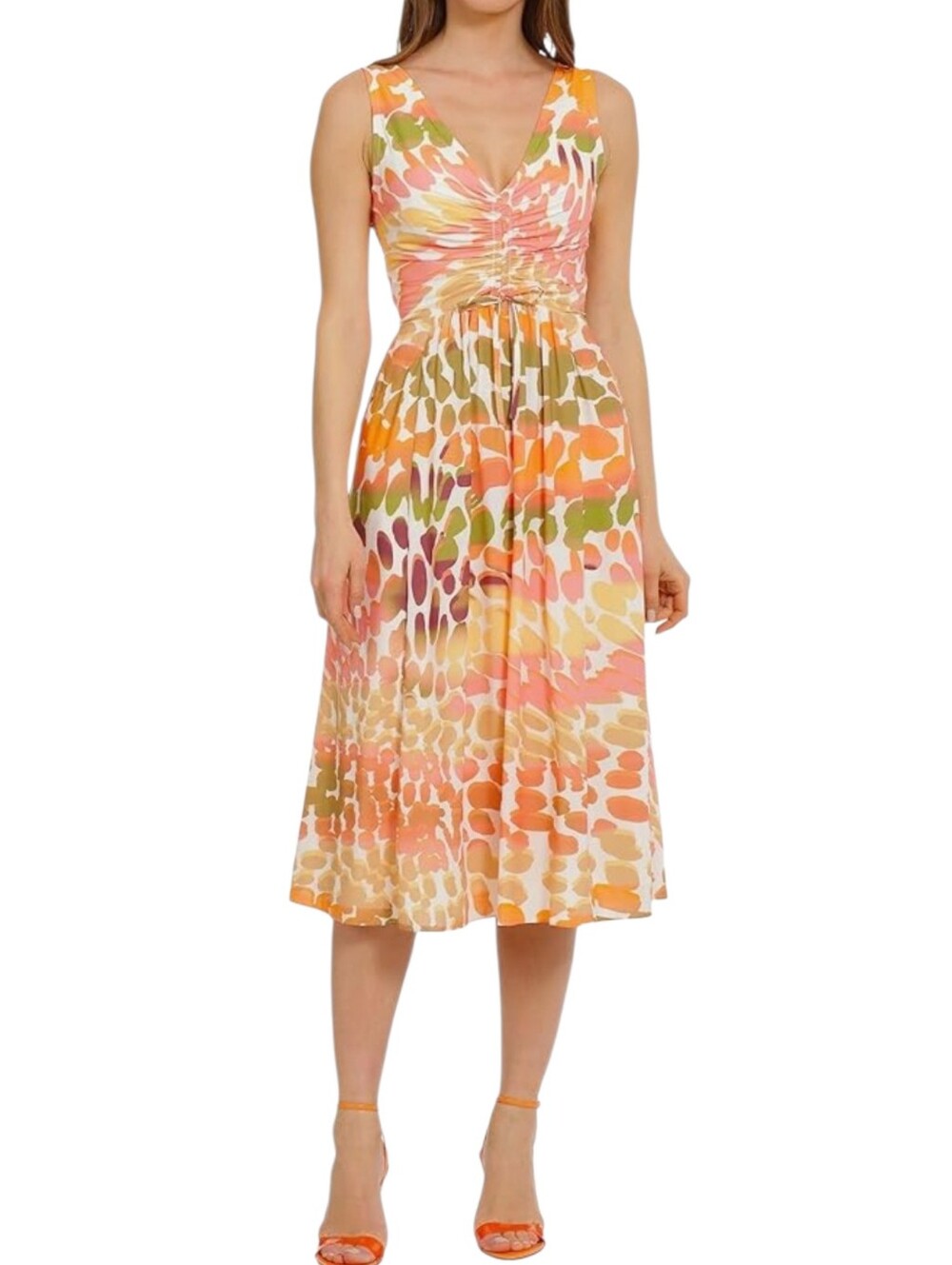 ❤️B2G1 NWOT Maggy London Sleeveless V-neck Smocked Back A-line Midi Dress 4